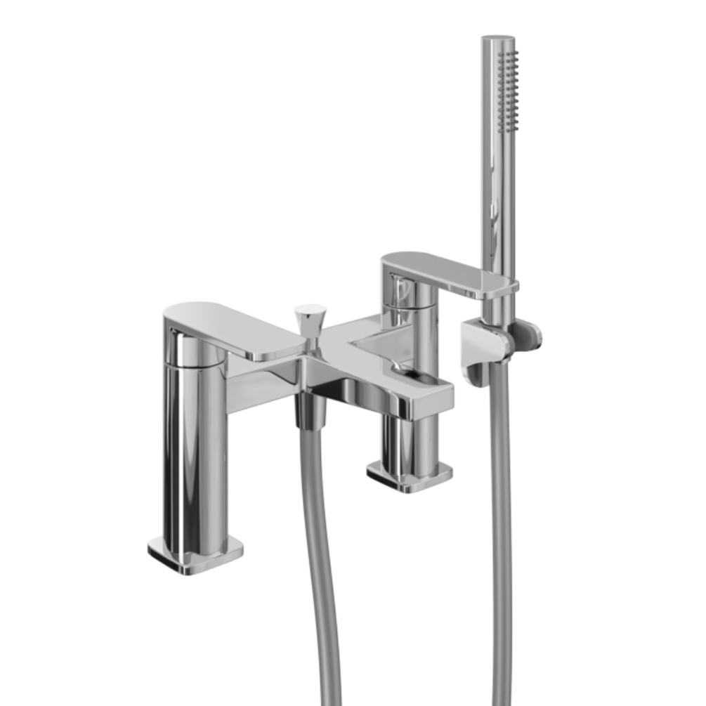 Product Cut out image of the Abacus Edge Chrome Deck Mounted Bath Shower Mixer